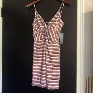 Lulus multicolored striped body on dress with front twist. New with tags. Medium